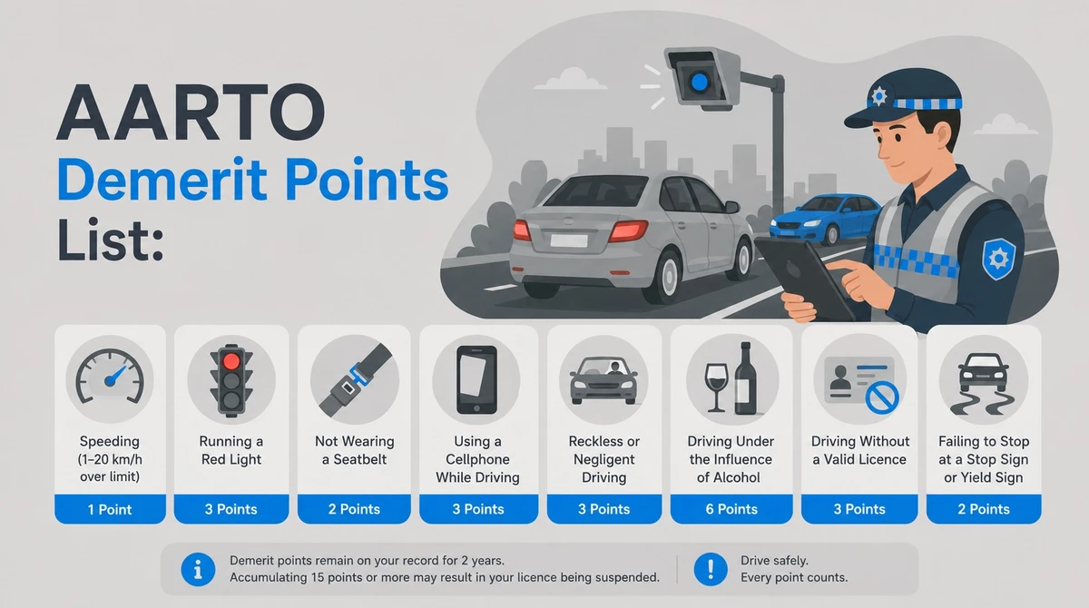 AARTO Demerit Points List